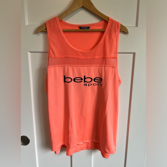 Bebe Sport Mesh Trim Hi-Lo Tank, Sz 1X - Picture 4 of 7